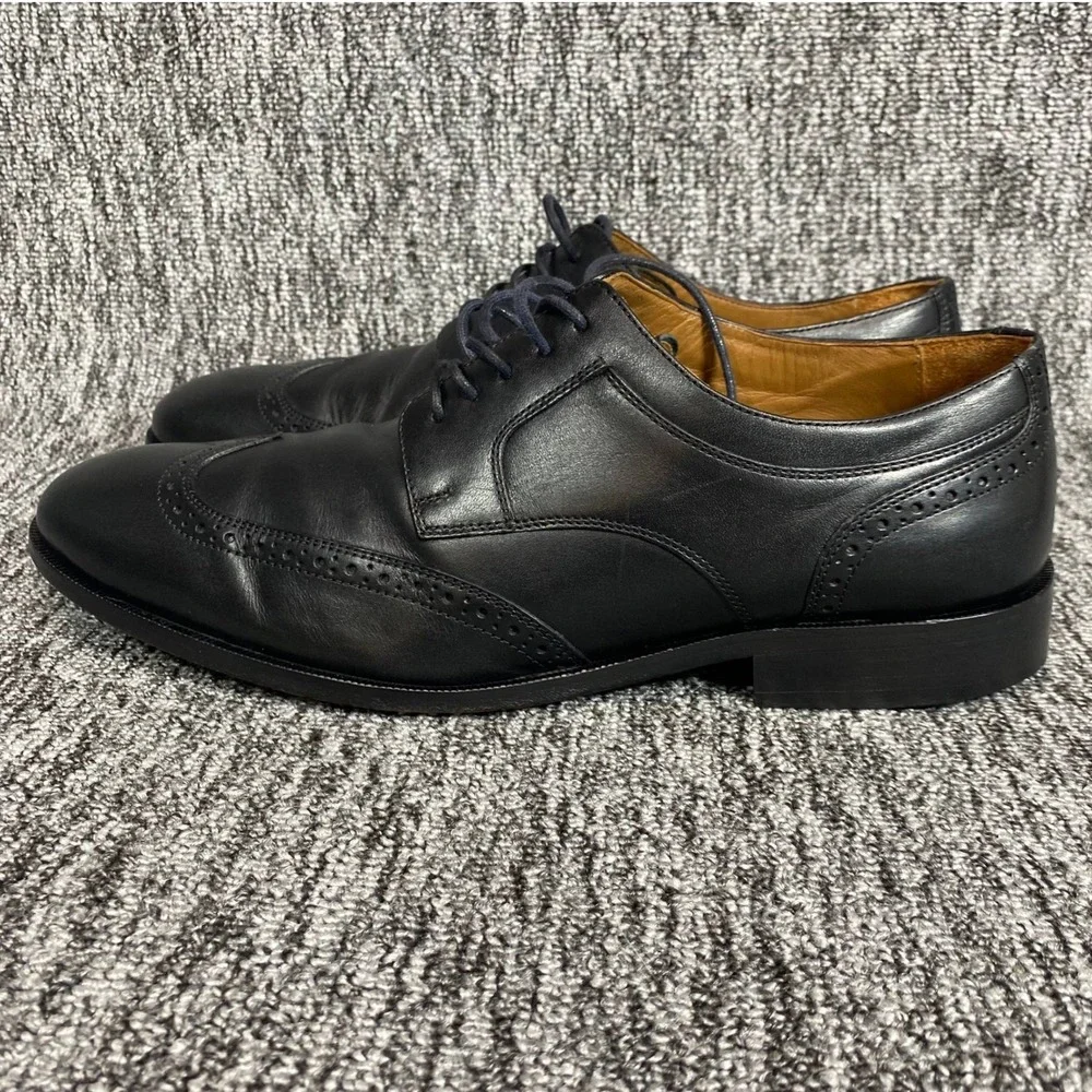 J Murphy by Johnston Murphy Wingtip Oxford Mens 10.5 Black Leather Lace Up Shoes